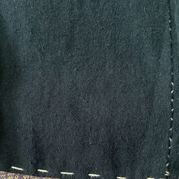 VTG 1970s Top Black Crepe Hand Embroidery Indian or Mexican Boho Vintage - Picture 4 of 8